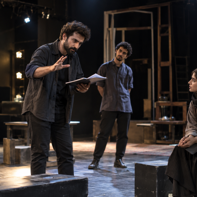 Theater Rehearsal Under Stage Lights