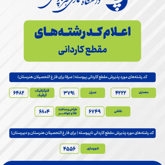 کد رشته های کاردانی- پست