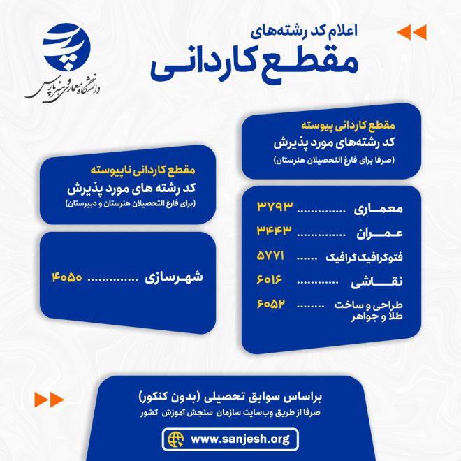 کد رشته کاردانی پست